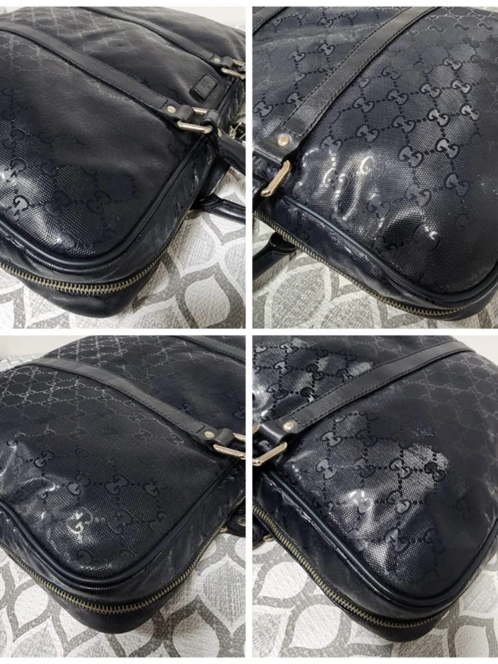 Authentic Gucci GG Imprimé Briefcase/Laptop Bag Navy Blue